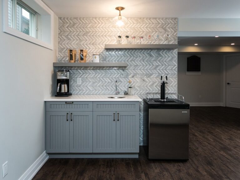 bar area with kegerator